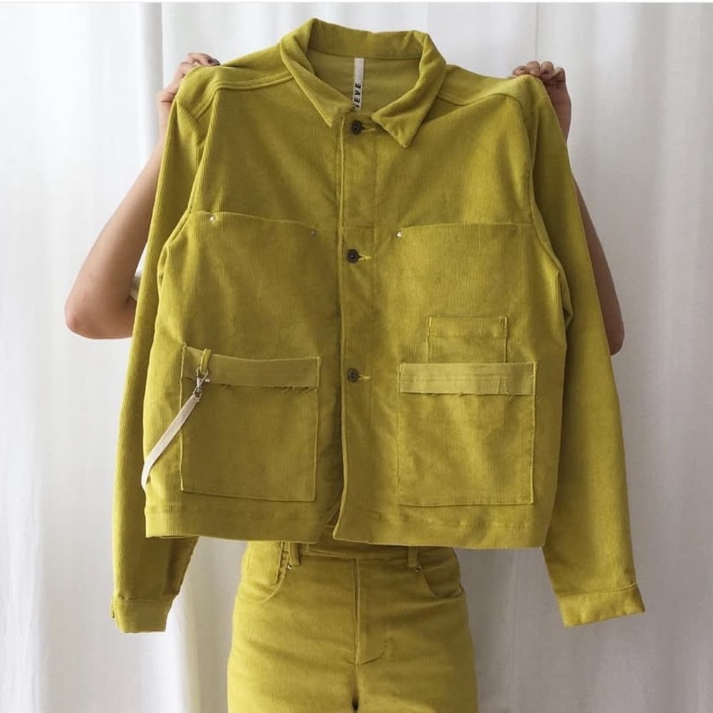 Grieve chartreuse yellow corduroy jacket, size S (6/8 womens)